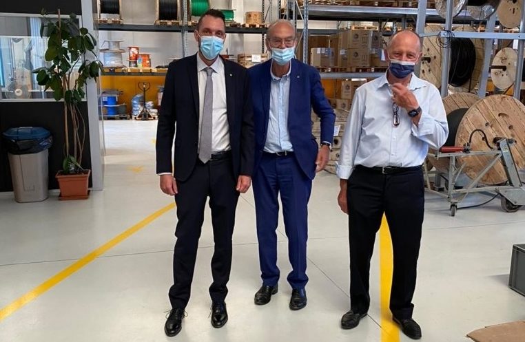 Sergio Silvestrini e il neo eletto presidente CNA Imola, Luca Palladino, visitano la Cablotech