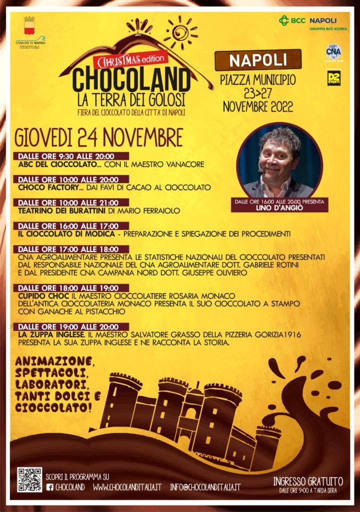 Chocoland, la terra dei golosi 23-27 novembre Napoli – Presentata la ricerca sulla produzione di cioccolato in Italia